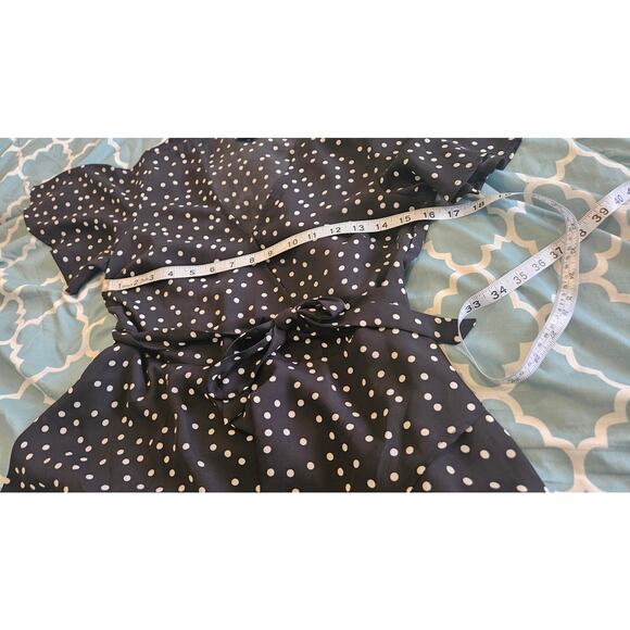 Bobeau Size Small Semi Sheer Polka Dot Short Sleeve Tie Front Shirt - Picture 7 of 11